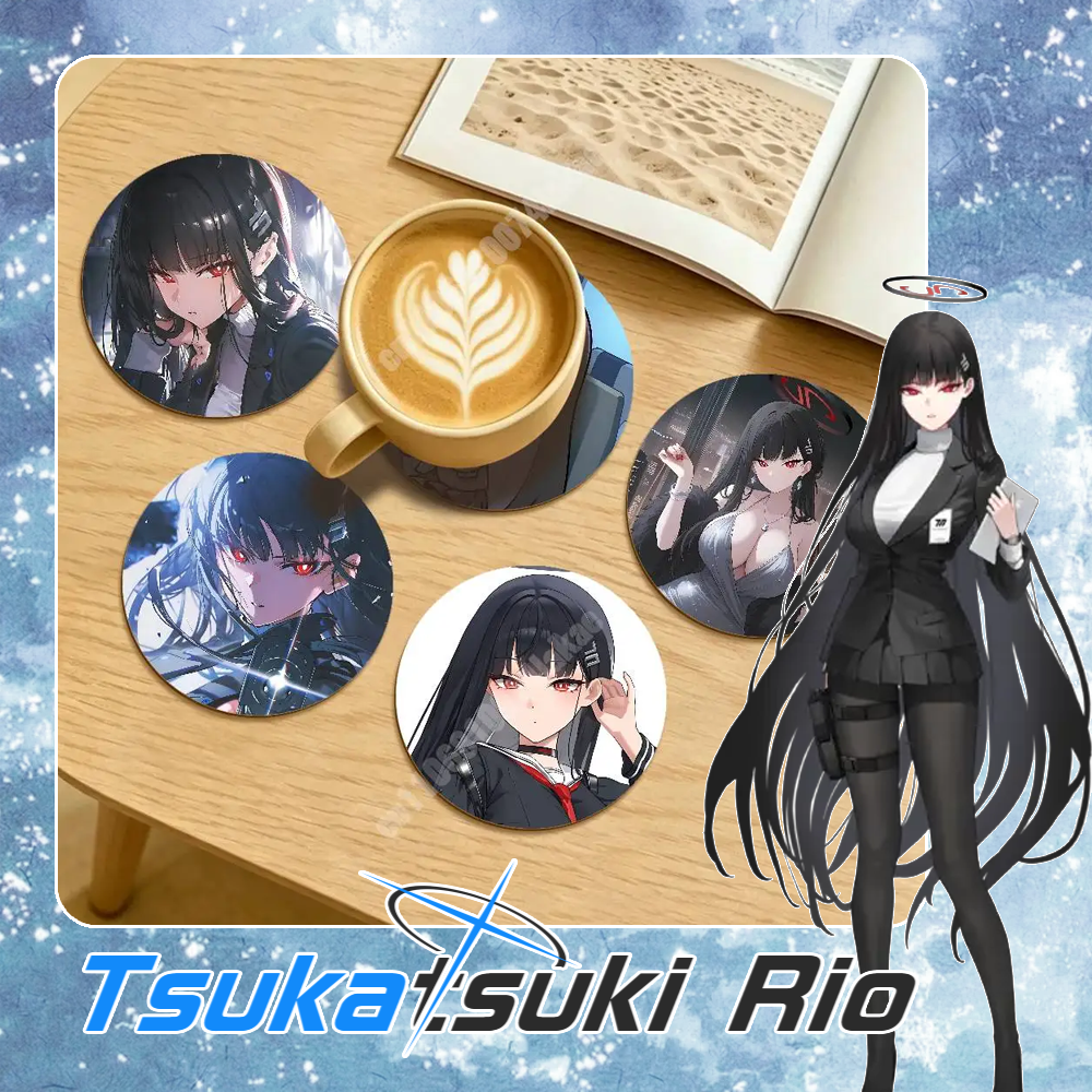 Desk Setup Blue - Tsukatsuki Rio Blue Archive Round Coaster