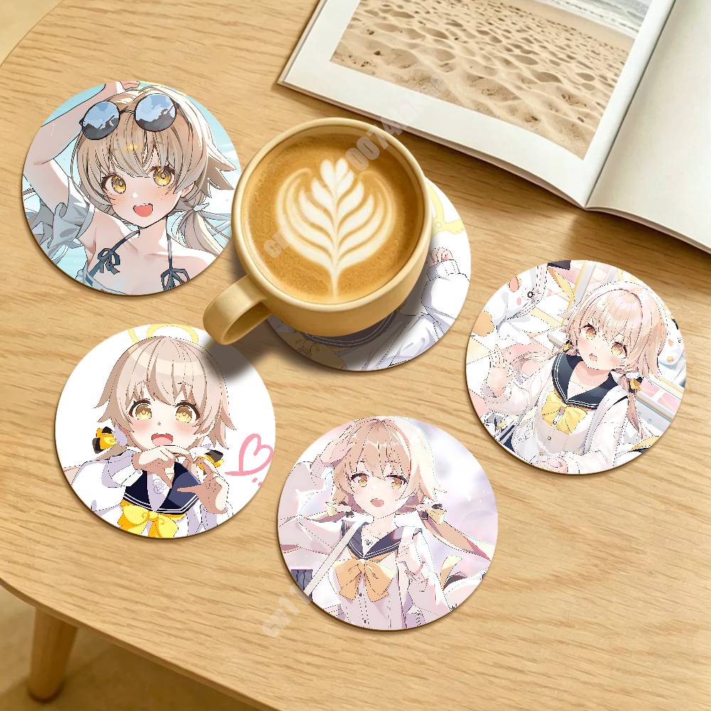 Desk Setup Blue - Blue Archive Ajitani Hifumi Round Coaster