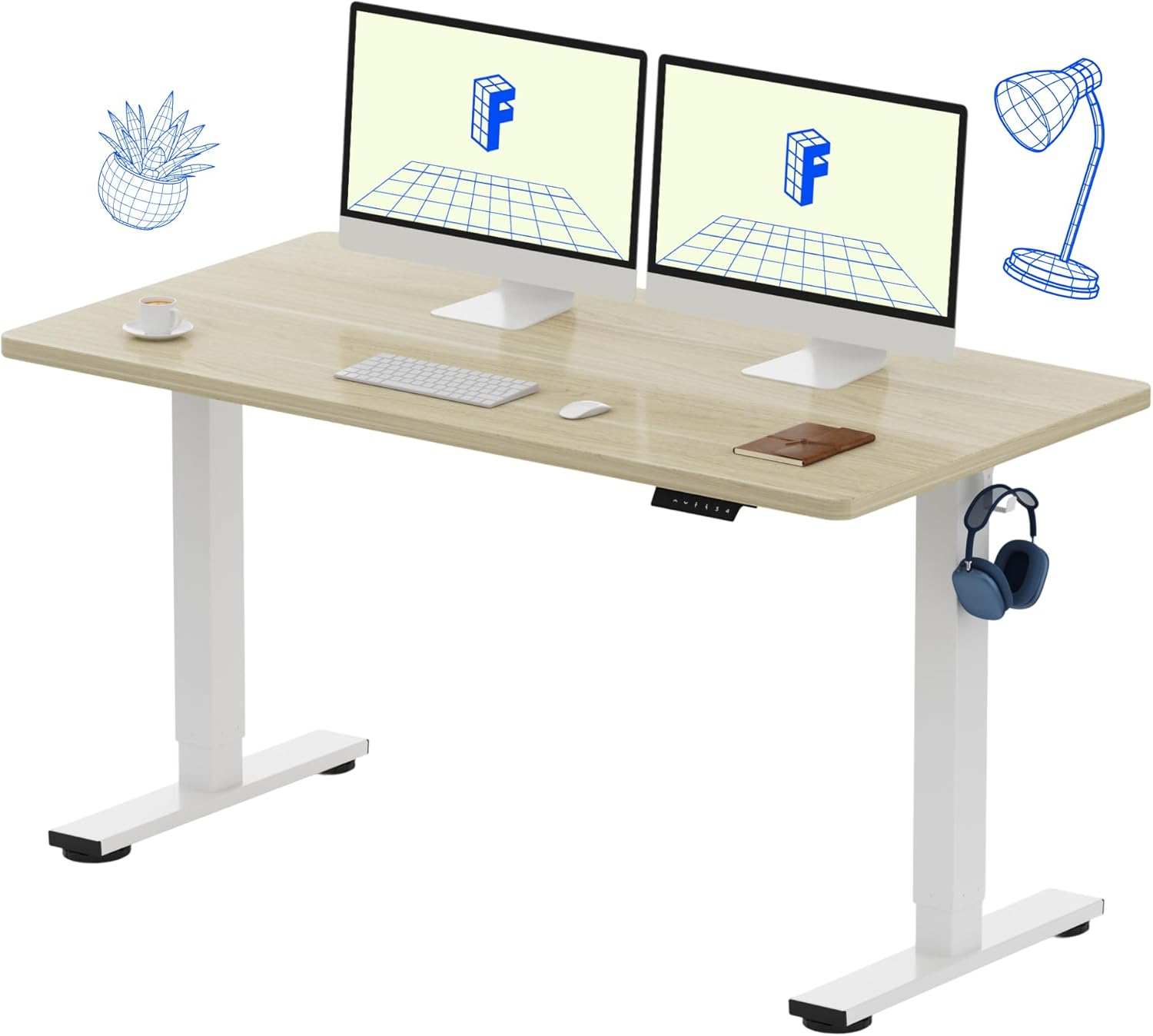 Desk Setup Designer - Electric Height Adjustable Standing Desk, 55x28