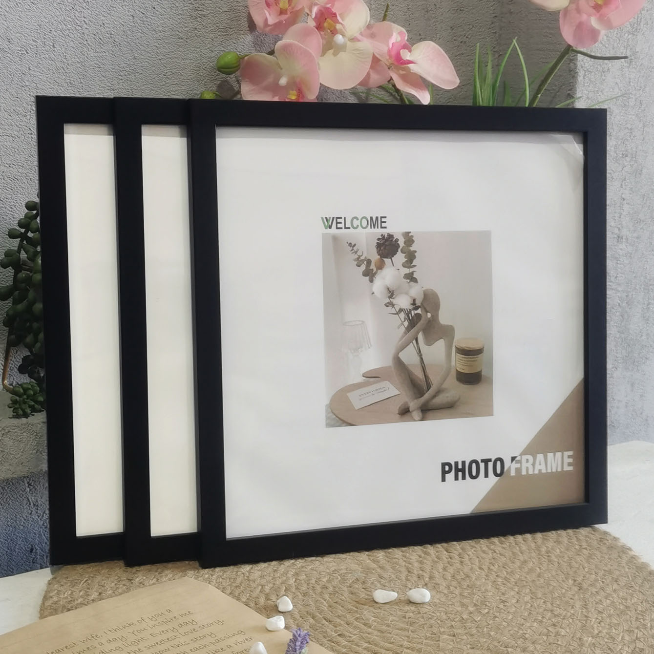 3Pcs Wood Square Photo Frames  – Desk Setup Photo Bewertung und Preis