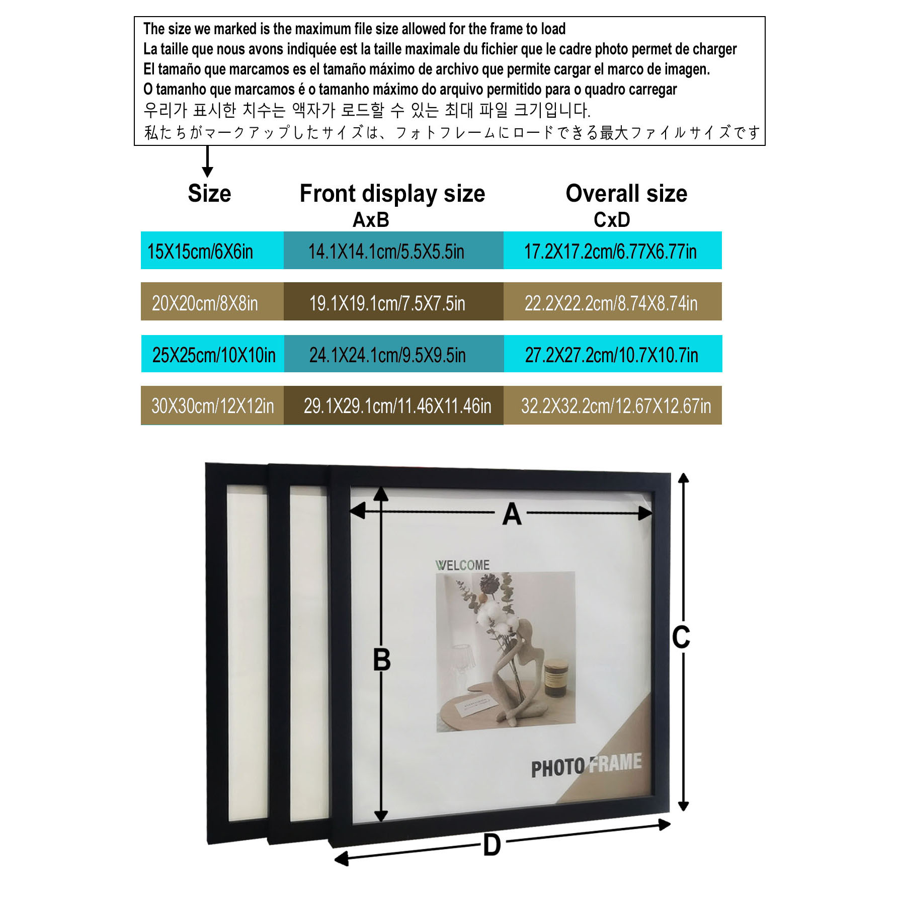 3Pcs Wood Square Photo Frames  – Desk Setup Photo Bewertung und Preis