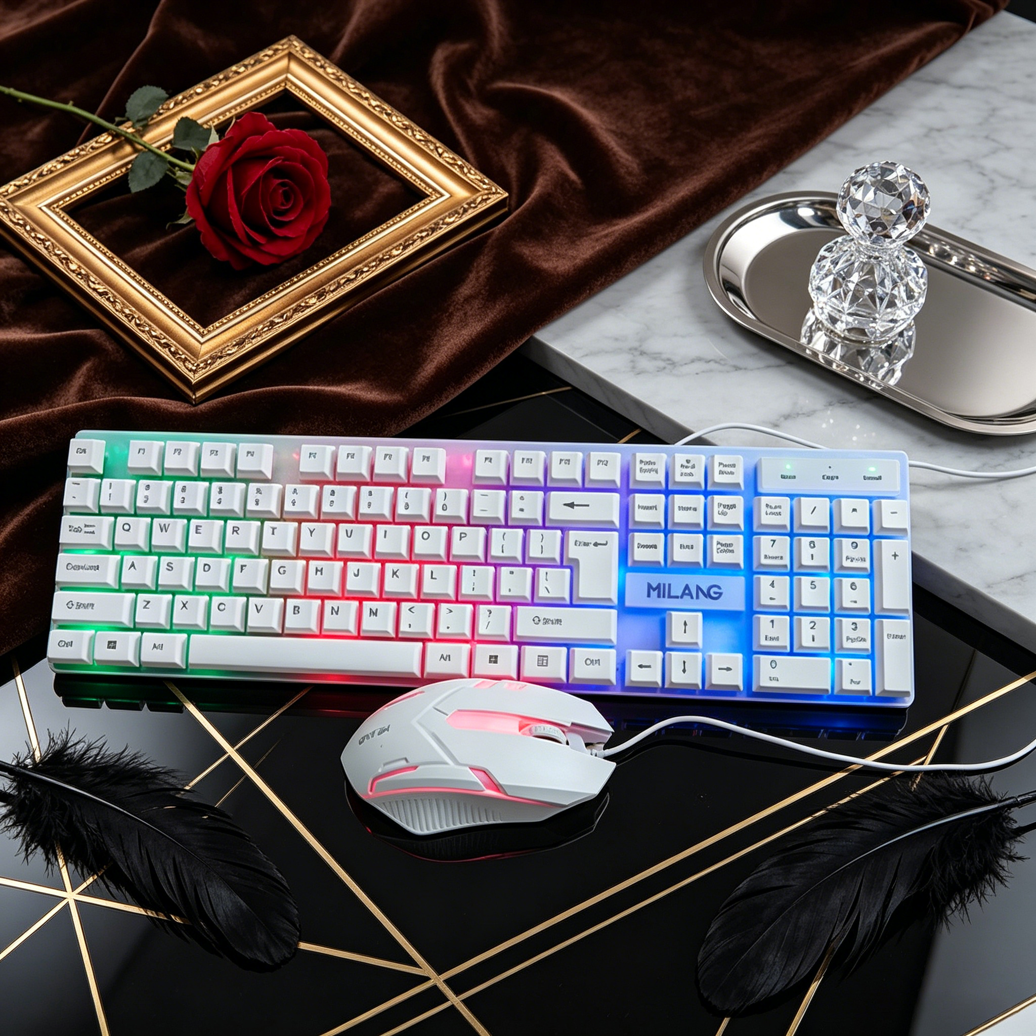 Wired RGB Backlit Keyboard Mou – Desk Setup Designer Bewertung und Preis