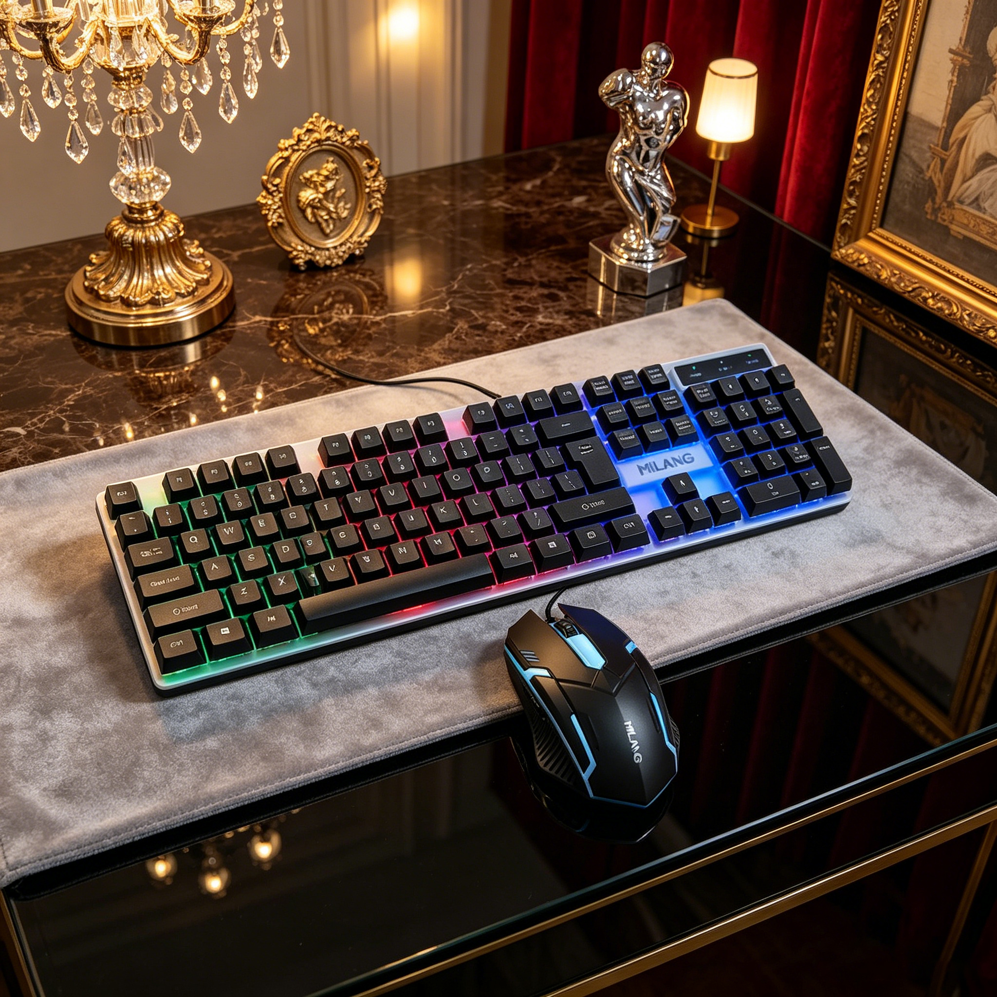 Wired RGB Backlit Keyboard Mou – Desk Setup Designer Bewertung und Preis