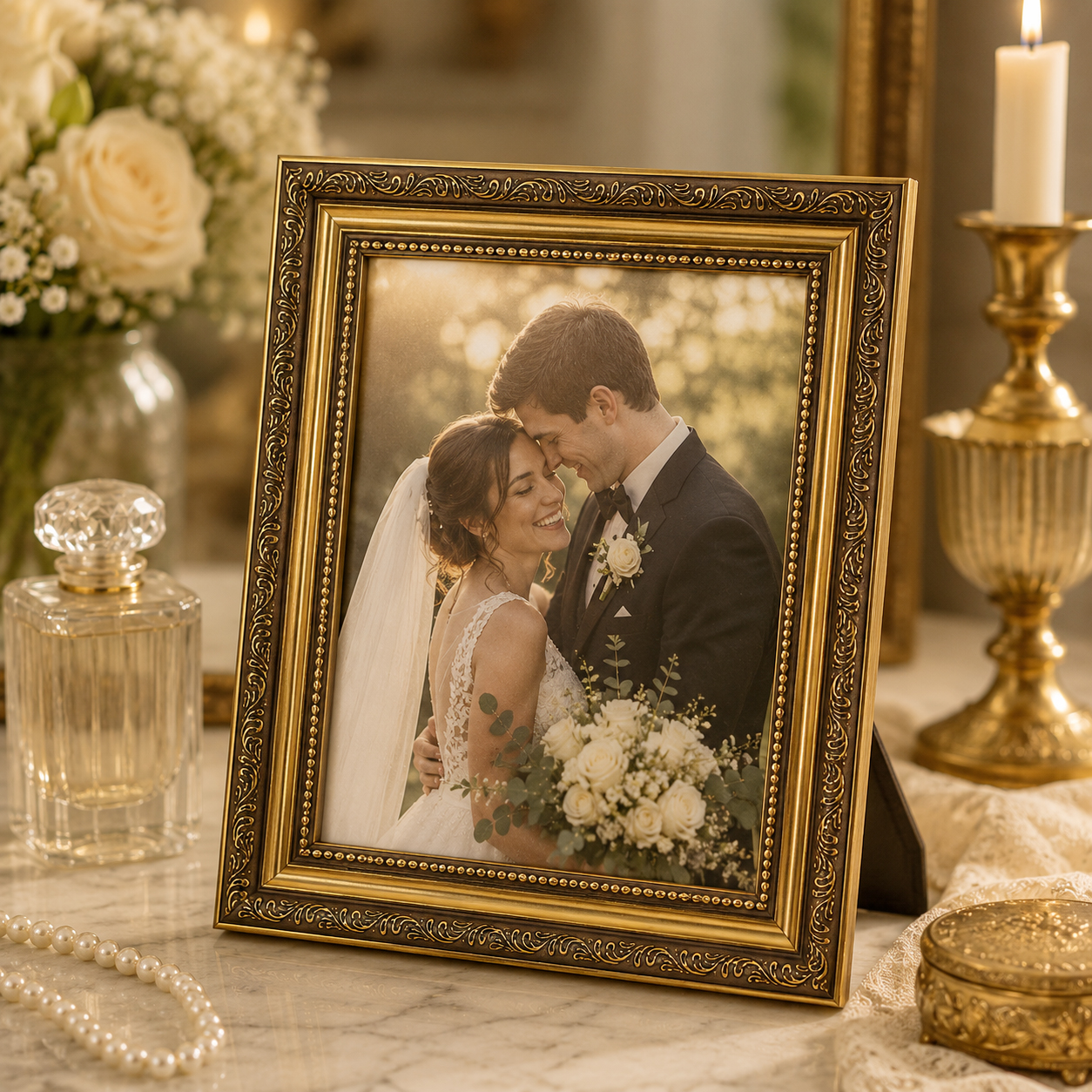Antique Gold Photo Frame - Ava – Desk Setup Photo Bewertung und Preis