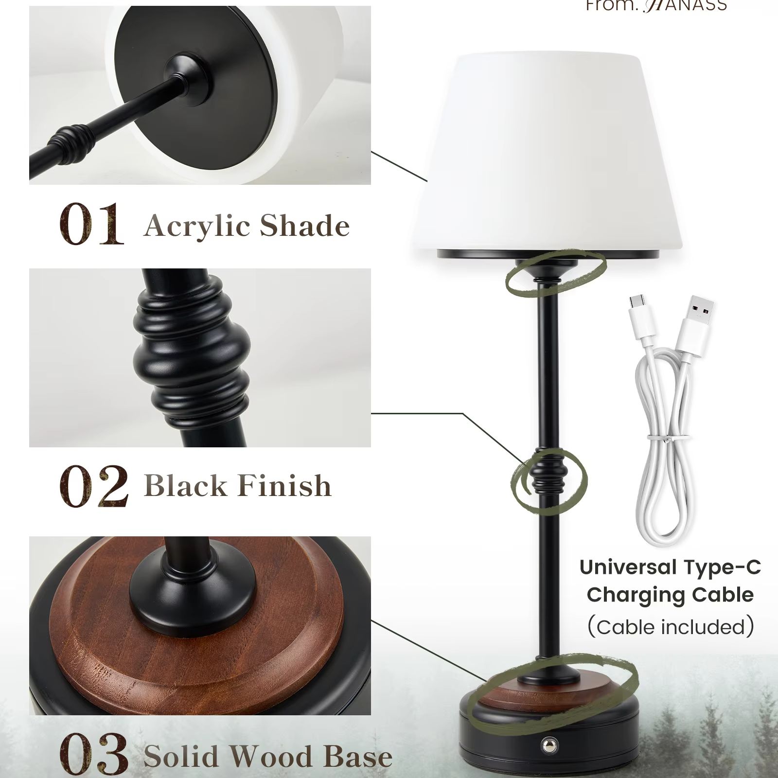 Cordless Table Lamps Set of  5 – Desk Room Setup Bewertung und Preis