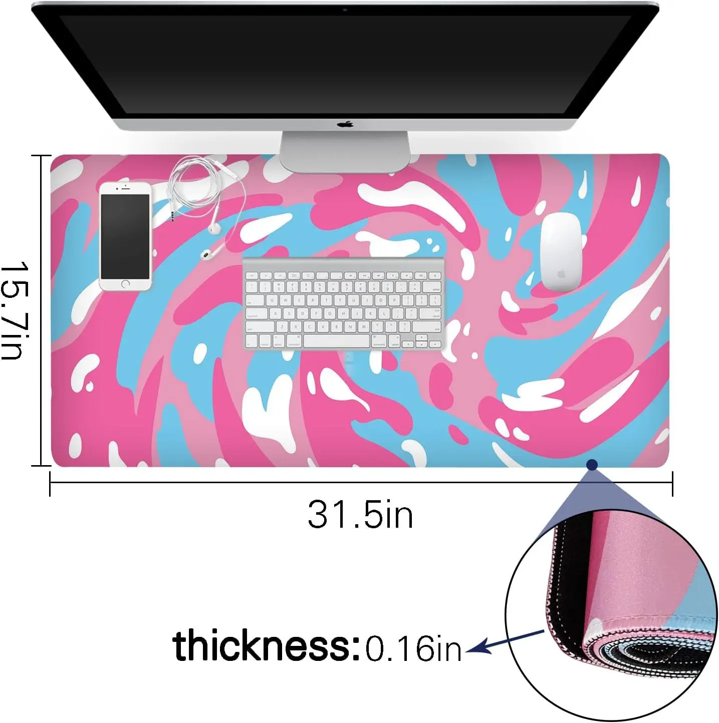 Stylish Pink Blue White Abstra – Desk Setup Blue Bewertung und Preis