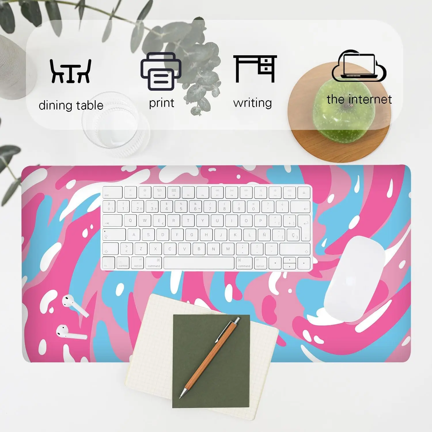 Stylish Pink Blue White Abstra – Desk Setup Blue Bewertung und Preis