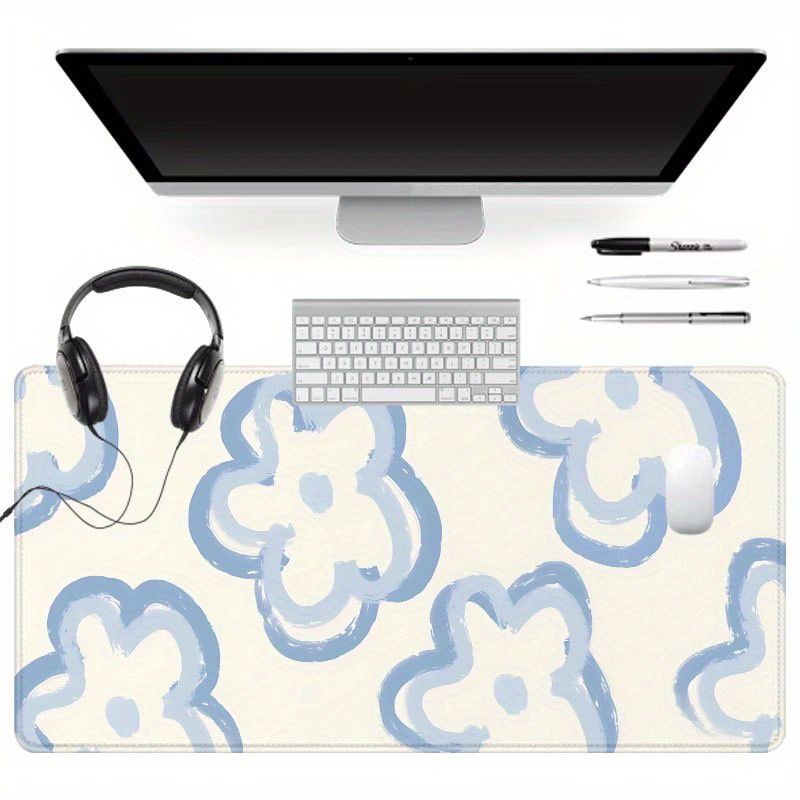 Blue Cloud Flower Desk Mat Non – Desk Setup Blue Bewertung und Preis