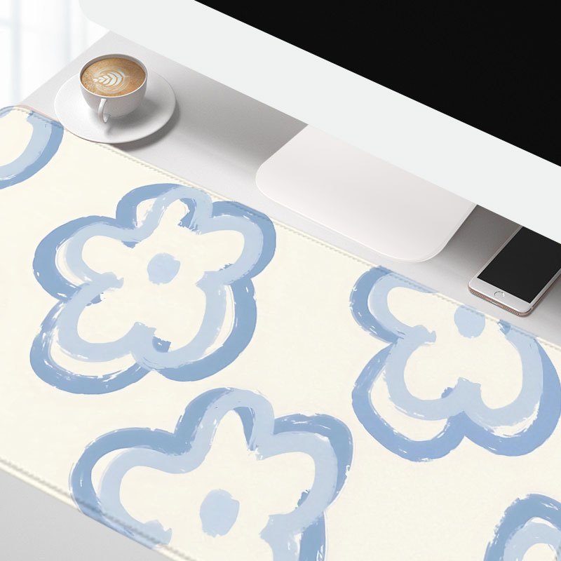 Blue Cloud Flower Desk Mat Non – Desk Setup Blue Bewertung und Preis