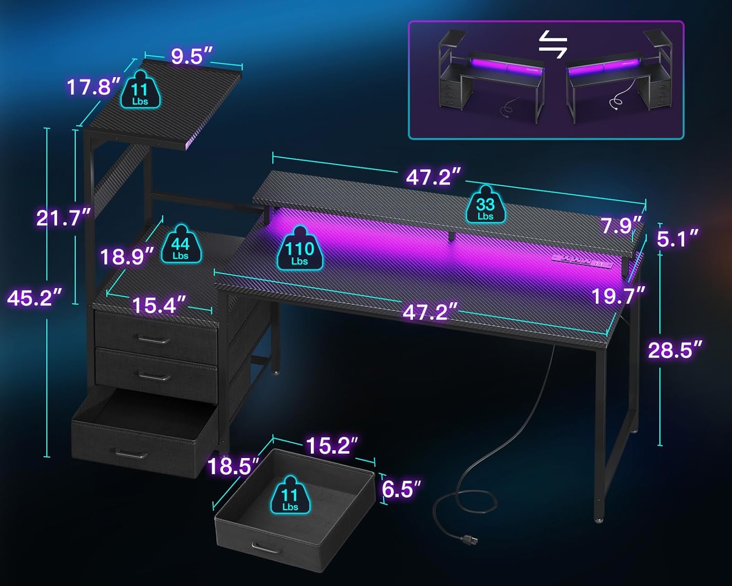 63 Inch Gaming Desk with PC Di – Desk Setup Designer Bewertung und Preis