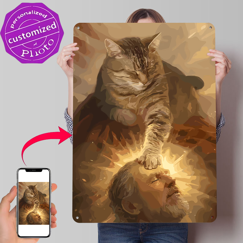 Cat Blessing a Man Tinplate Po – Desk Room Setup Bewertung und Preis