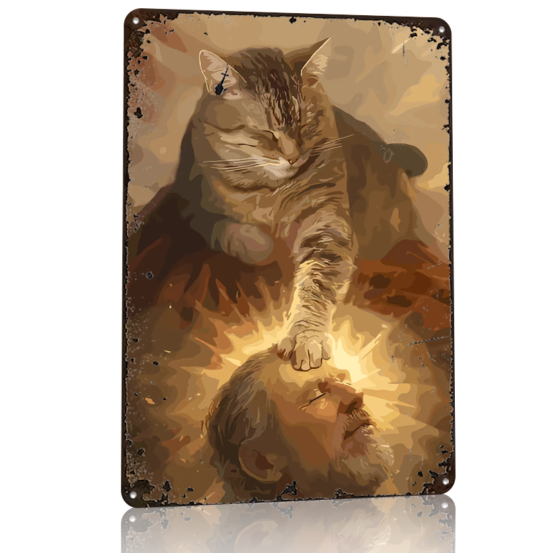 Cat Blessing a Man Tinplate Po – Desk Room Setup Bewertung und Preis