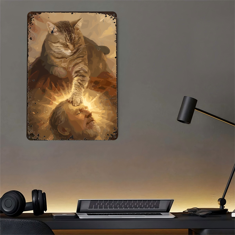 Cat Blessing a Man Tinplate Po – Desk Room Setup Bewertung und Preis